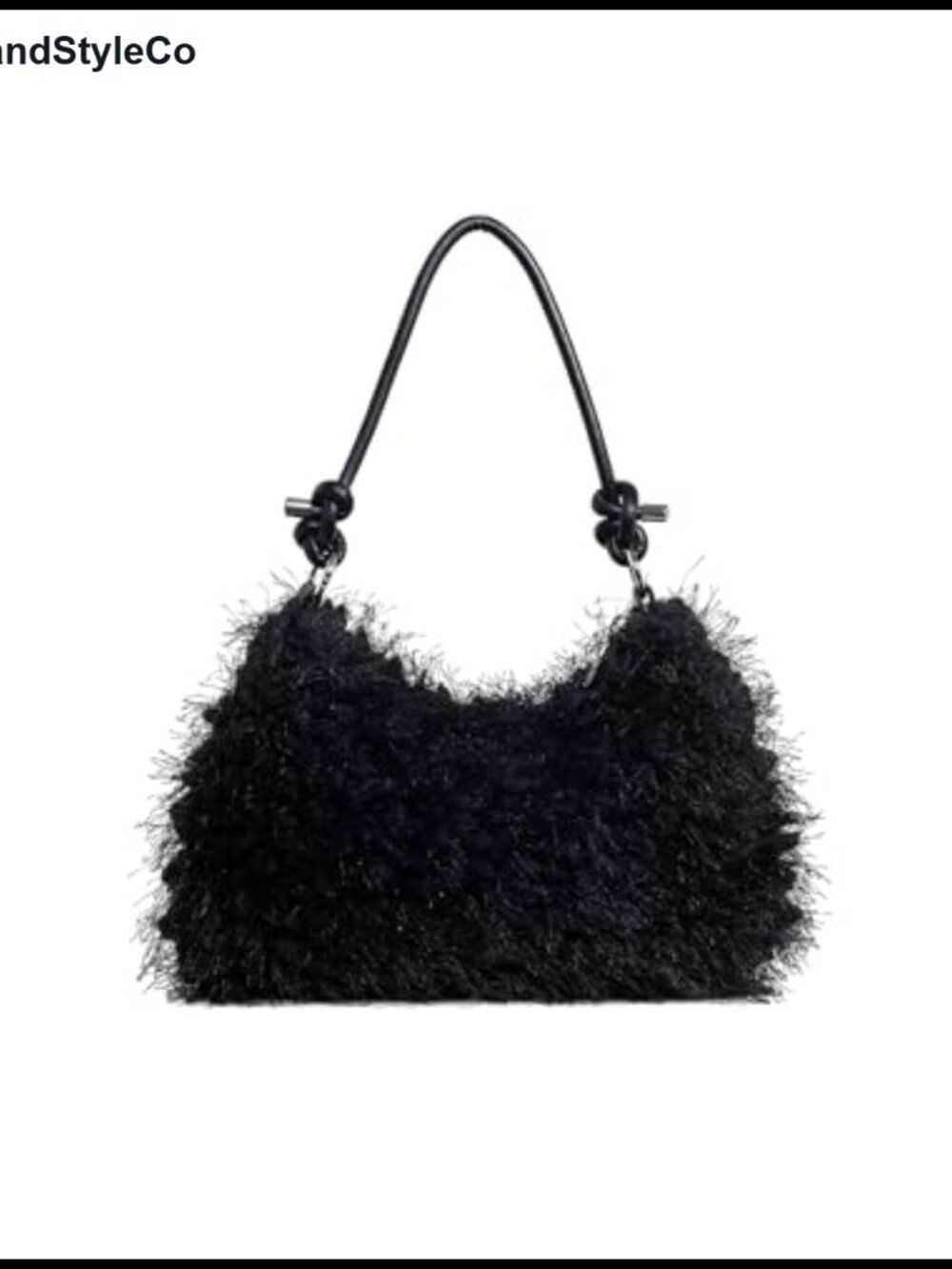 Faux Fur Fuzzy Shoulder Bag Plush Purse Knotted Strap Zipper